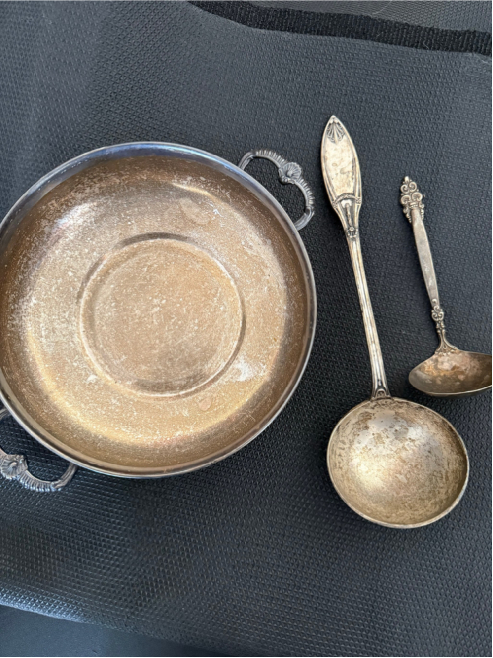 Vintage Silver Plated Serving Bowl and Ladle Set, One Size, Silver